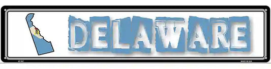 Delaware State Outline Novelty Metal Vanity Street Sign