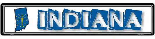 Indiana State Outline Novelty Metal Vanity Street Sign