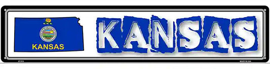 Kansas State Outline Novelty Metal Vanity Street Sign