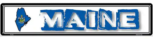 Maine State Outline Novelty Metal Vanity Street Sign
