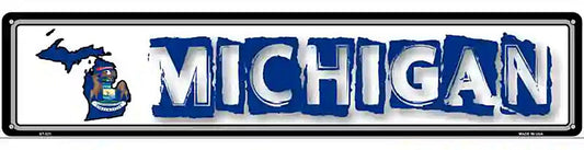 Michigan State Outline Novelty Metal Vanity Street Sign