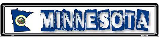 Minnesota State Outline Novelty Metal Vanity Street Sign