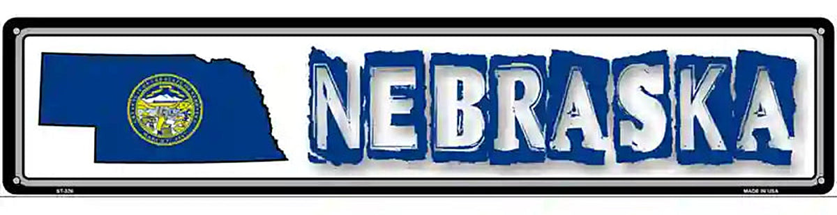 Nebraska State Outline Novelty Metal Vanity Street Sign