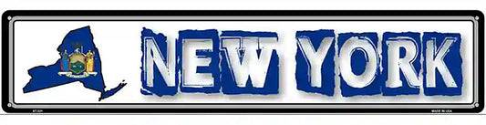 New York State Outline Novelty Metal Vanity Street Sign