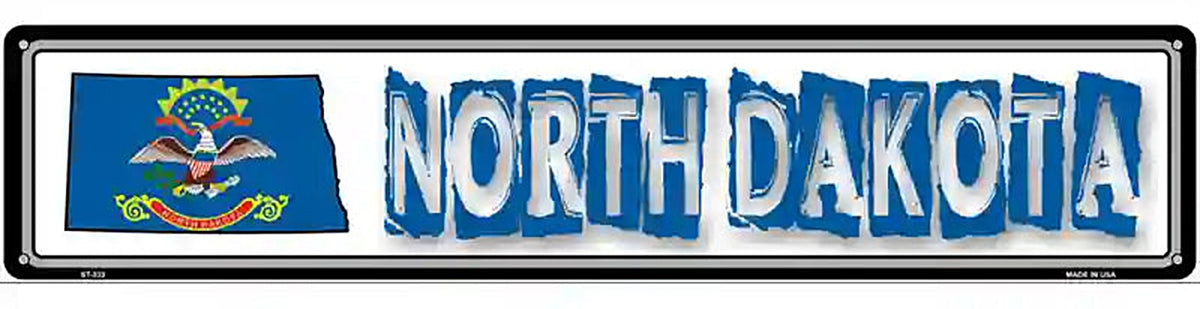 North Dakota State Outline Novelty Metal Vanity Street Sign