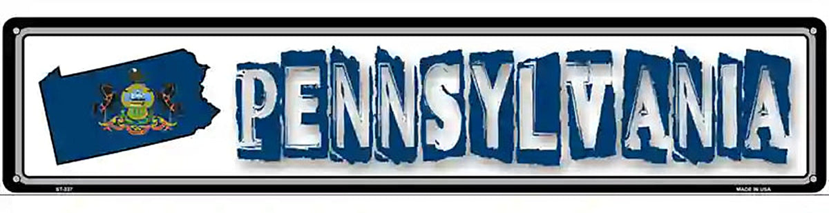 Pennsylvania State Outline Novelty Metal Vanity Street Sign