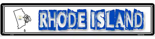Rhode Island State Outline Novelty Metal Vanity Street Sign