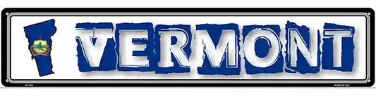 Vermont State Outline Novelty Metal Vanity Street Sign