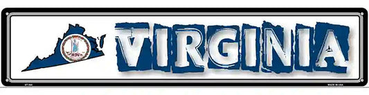 Virginia State Outline Novelty Metal Vanity Street Sign