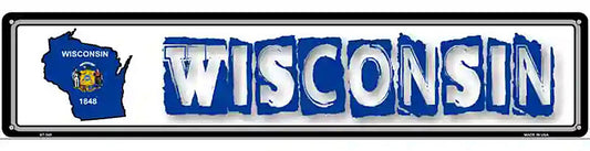 Wisconsin State Outline Novelty Metal Vanity Street Sign