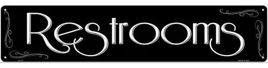 Restrooms Black Metal Novelty Street Sign