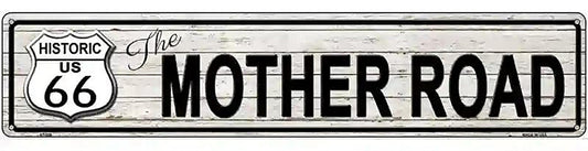 Route 66 Mother Road Grey Metal Novelty Street Sign