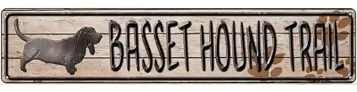 Basset Hound Trail Novelty Metal Street Sign