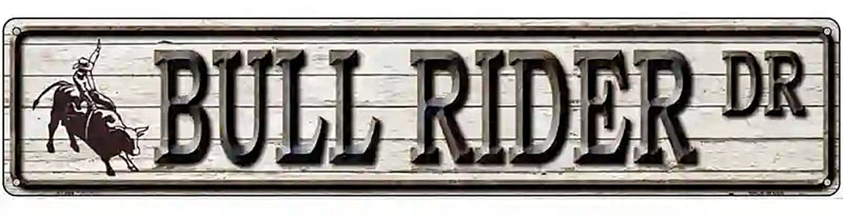 Bull Rider Dr Novelty Metal Street Sign