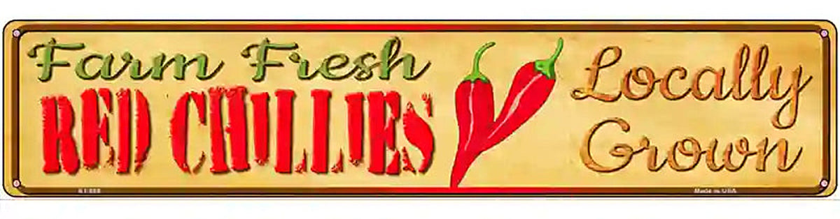 Farm Fresh Red Chillis Novelty Metal Street Sign