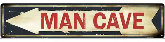 Man Cave Pointing Arrow Novelty Metal Street Sign