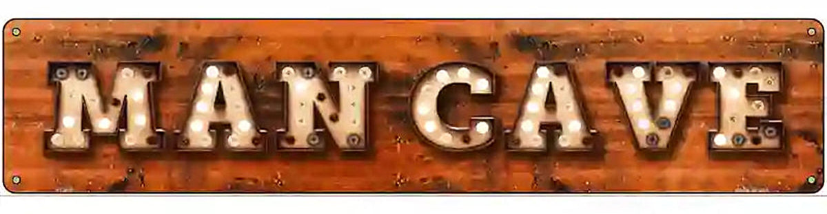 Man Cave Bulb Lettering Novelty Metal Street Sign
