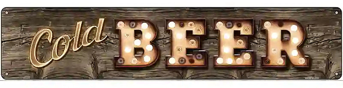 Cold Beer Bulb Lettering Novelty Metal Street Sign