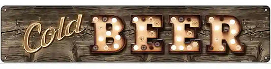 Cold Beer Bulb Lettering Novelty Metal Street Sign