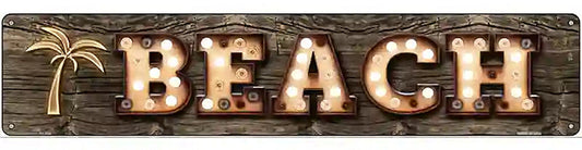 Beach Palm Tree Bulb Lettering Novelty Metal Street Sign