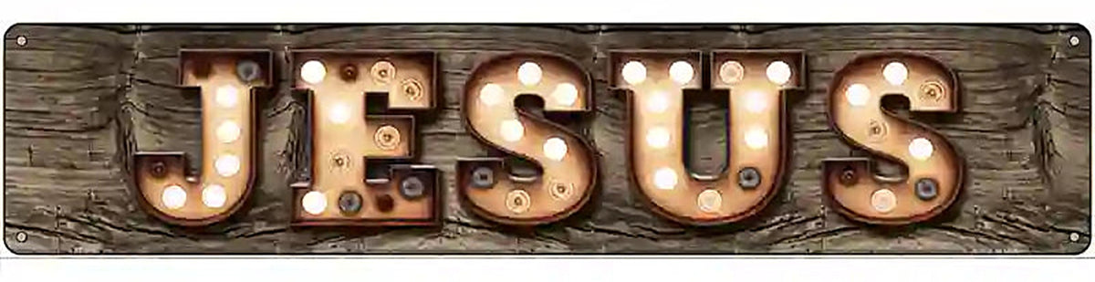 Jesus Bulb Lettering Novelty Metal Street Sign