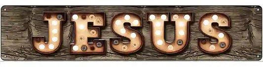 Jesus Bulb Lettering Novelty Metal Street Sign