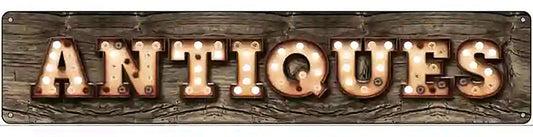 Antiques Bulb Lettering Novelty Metal Street Sign