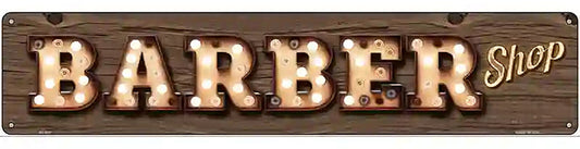 Barber Shop Bulb Lettering Novelty Metal Street Sign
