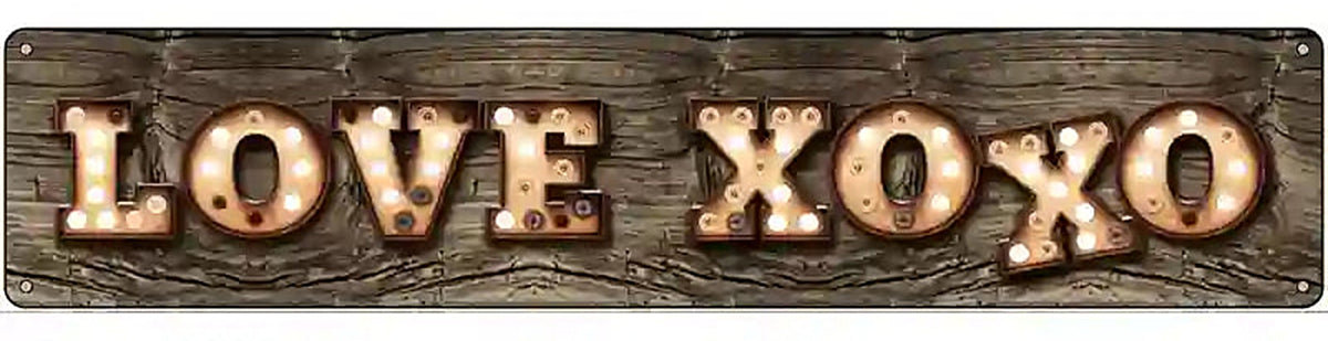 Love XOXO Bulb Lettering Novelty Metal Street Sign