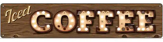 Iced Coffee Bulb Lettering Novelty Metal Street Sign