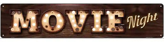 Movie Night Bulb Lettering Novelty Metal Street Sign