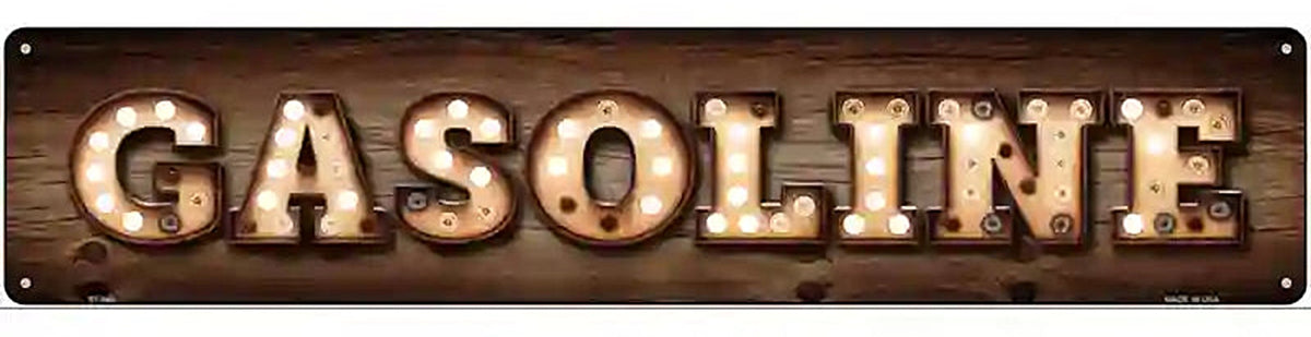 Gasoline Bulb Lettering Novelty Metal Street Sign