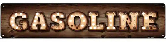 Gasoline Bulb Lettering Novelty Metal Street Sign