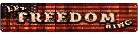Let Freedom Ring Bulb Lettering American Flag Novelty Metal Street Sign