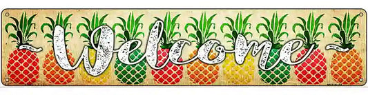 Welcome with Pineapples Novelty Metal Street Sign