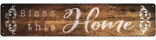 Bless This Home Wood Silhouette Novelty Metal Street Sign