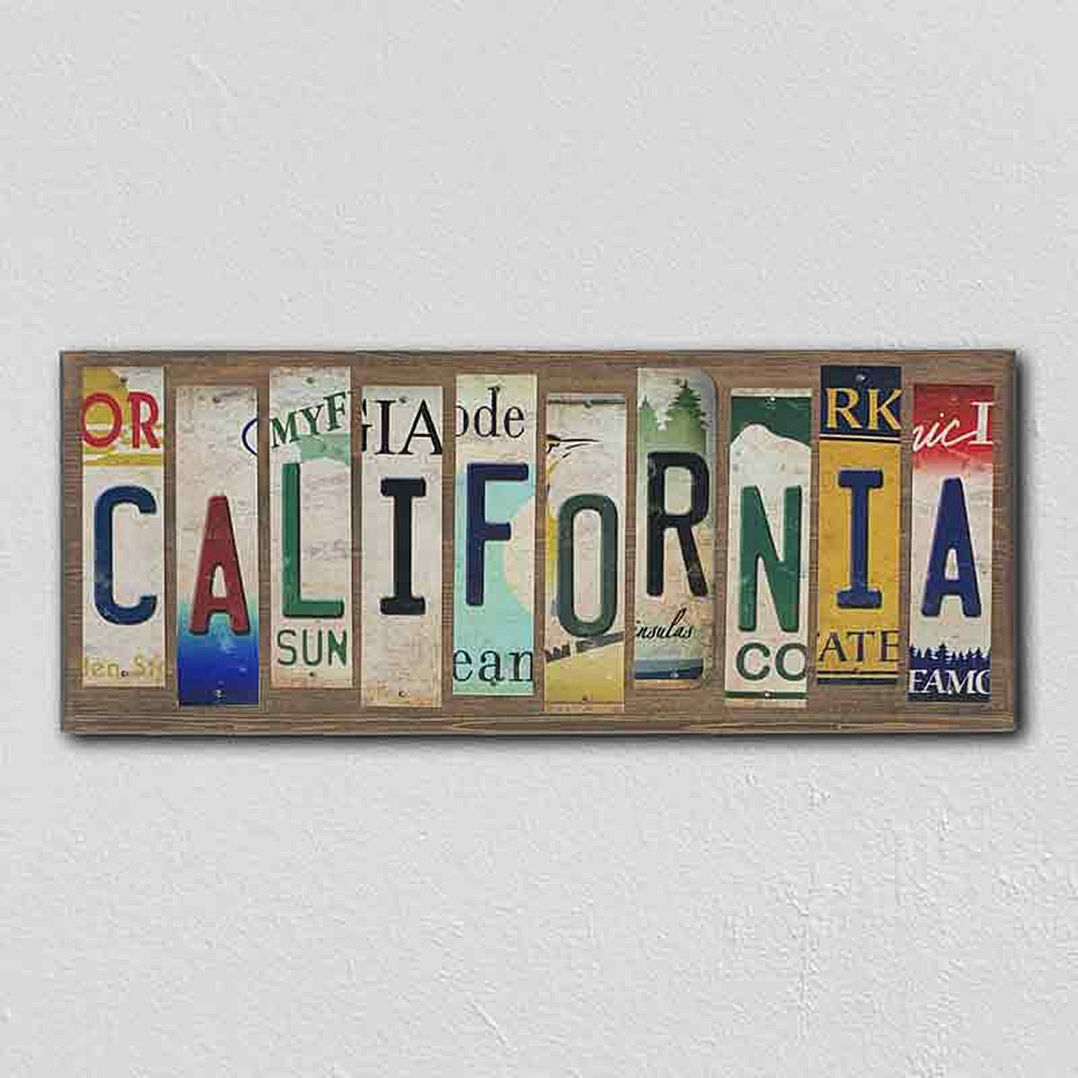 California License Plate Tag Strip Novelty Wood Sign