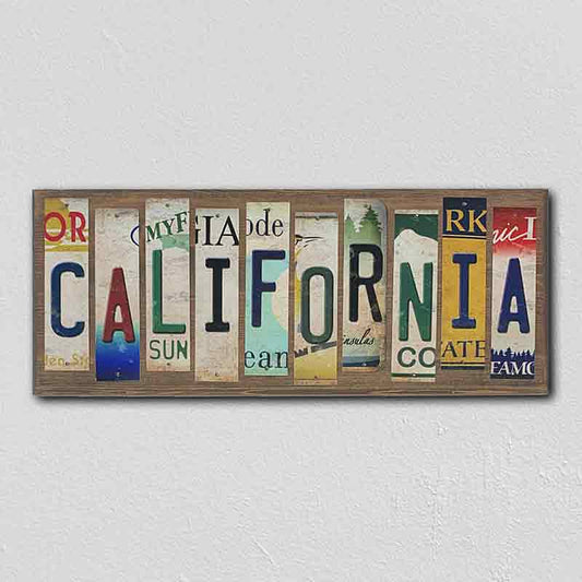 California License Plate Tag Strip Novelty Wood Sign