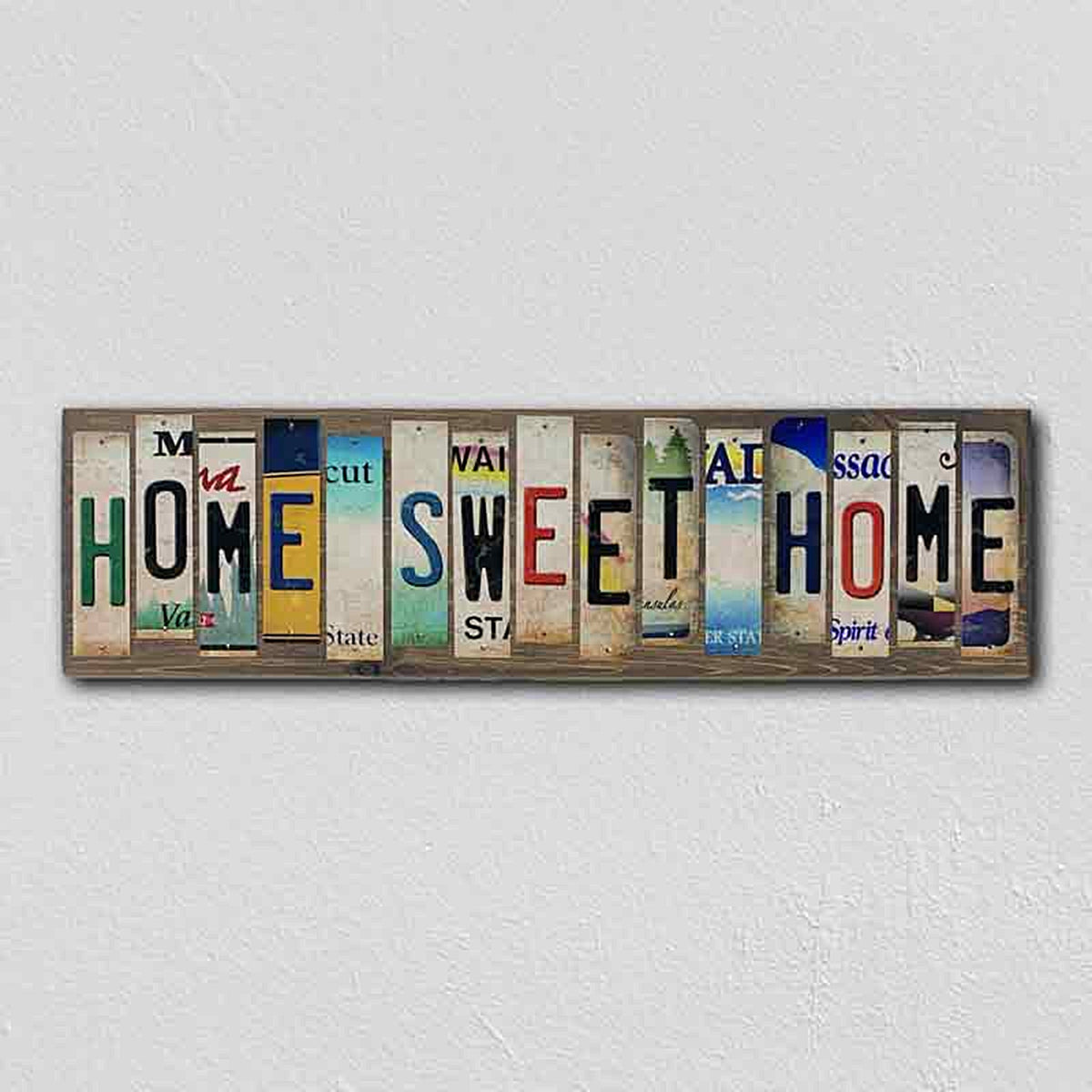 Home Sweet Home License Plate Tag Strip Novelty Wood Sign