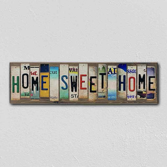 Home Sweet Home License Plate Tag Strip Novelty Wood Sign