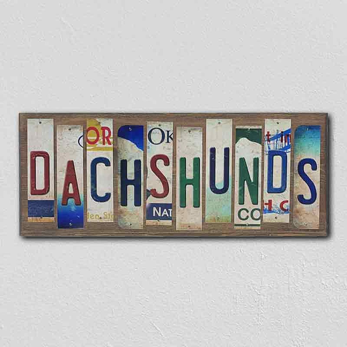 Dachshunds License Plate Tag Strip Novelty Wood Sign