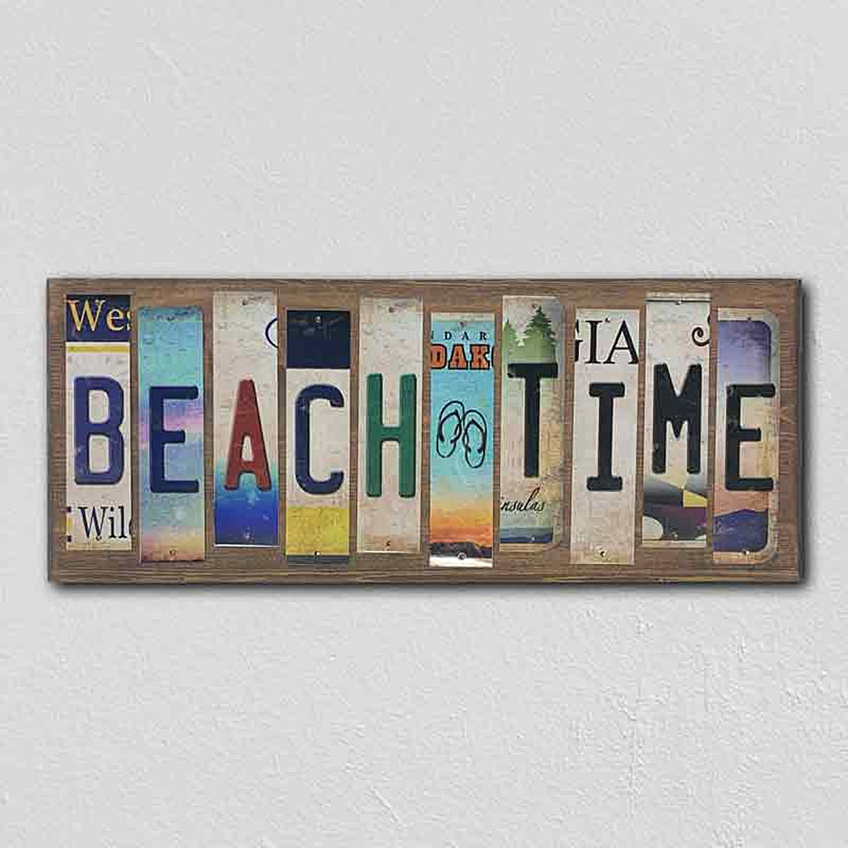 Beach Time License Plate Tag Strip Novelty Wood Sign
