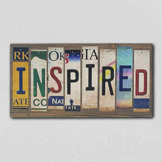 Inspired License Plate Tag Strip Novelty Wood Sign