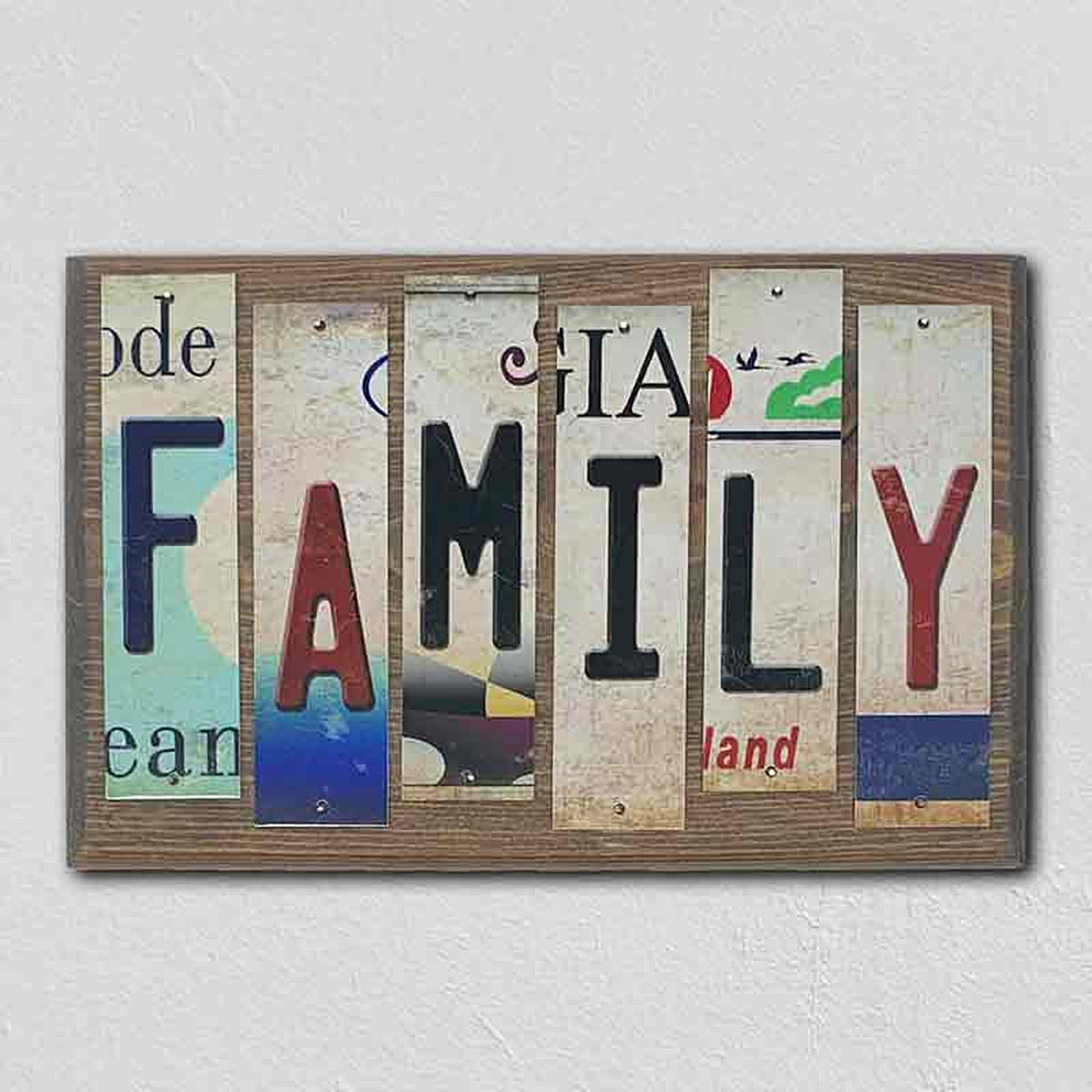 Family License Plate Tag Strip Novelty Wood Sign
