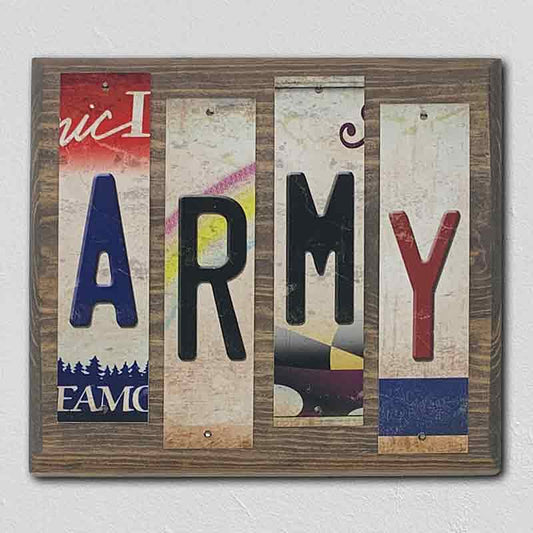 Army License Plate Tag Strip Novelty Wood Sign