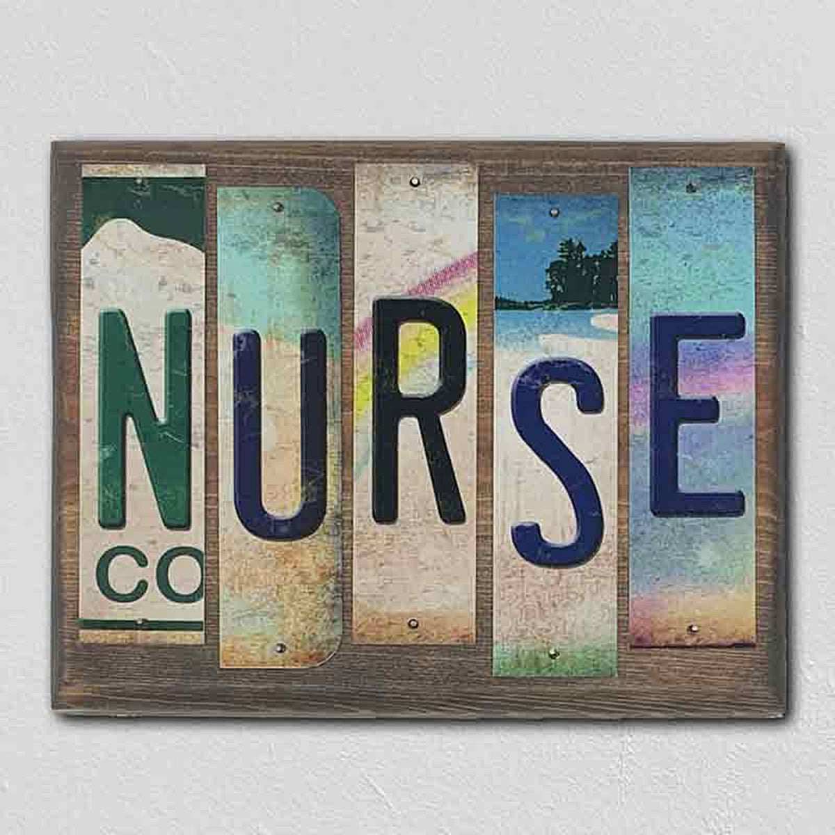 Nurse License Plate Tag Strip Novelty Wood Sign