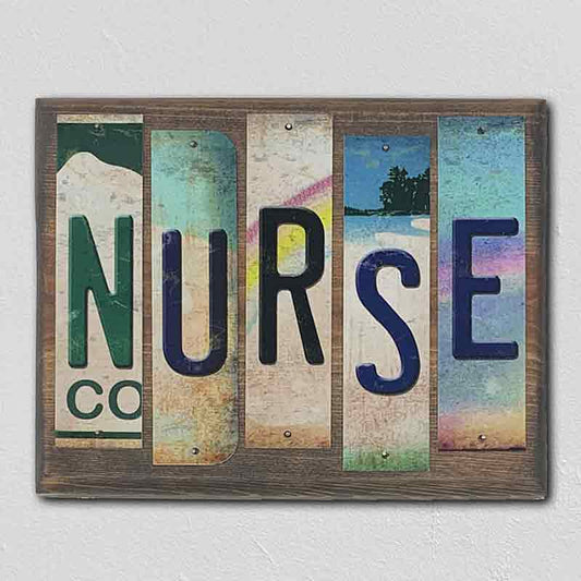 Nurse License Plate Tag Strip Novelty Wood Sign