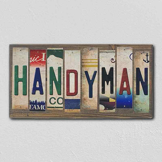 Handyman License Plate Tag Strip Novelty Wood Sign