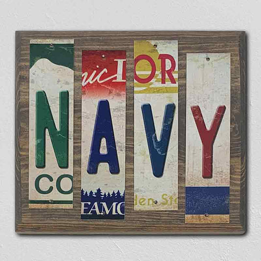 Navy License Plate Tag Strip Novelty Wood Sign