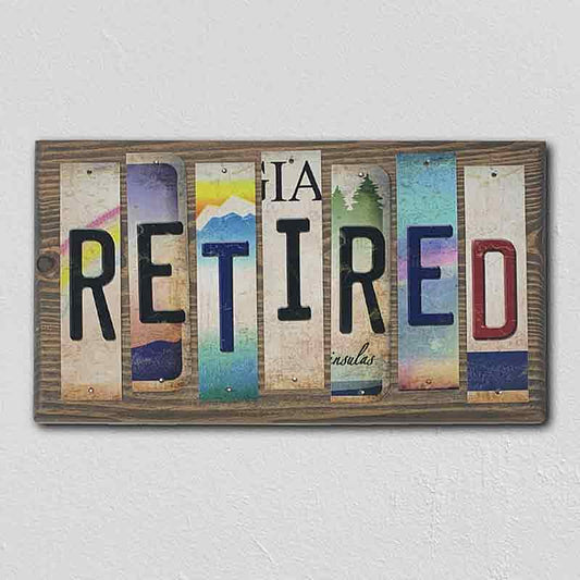 Retired License Plate Tag Strip Novelty Wood Sign